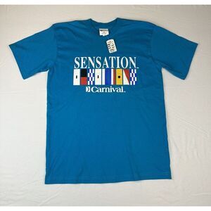 Vintage NWT 1990s Carnival Cruise Sensation Single Stitch Blue Shirt Men Sz‎ XL